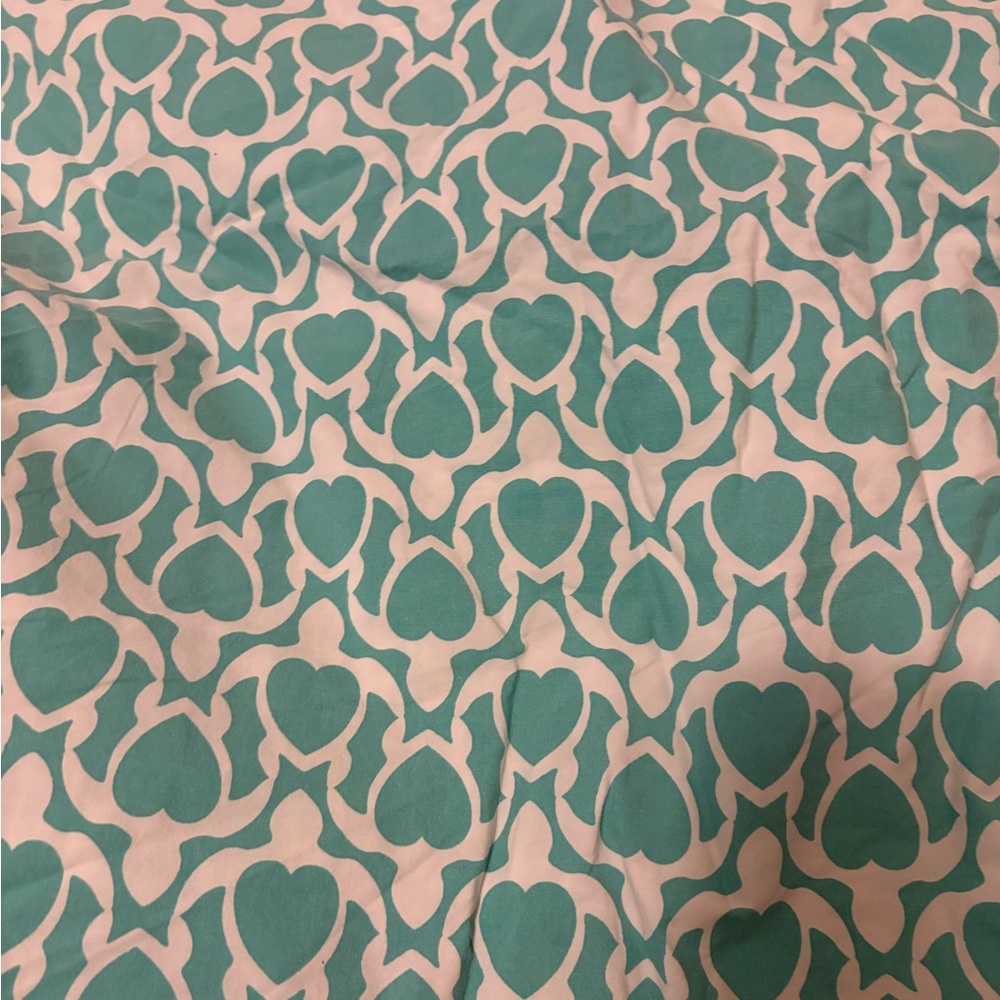 Pottery Barn Teen Turquoise and White Heart/Turtle Queen Sheets